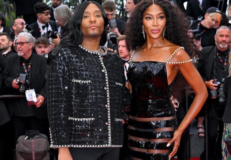 2 Naomi Campbell and Law Roach Attend The Cannes Film Festival in Chanel Couture Black Looks copy 1