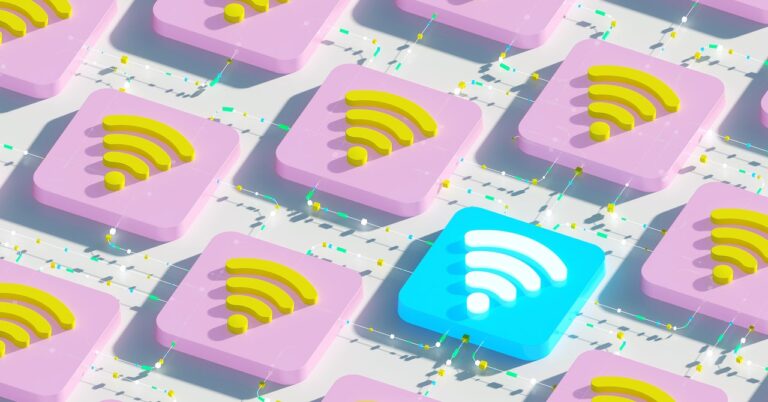 Wifi pattern icons transmit data connection GettyImages 1244405151 Andriy Onufriyenko cropped