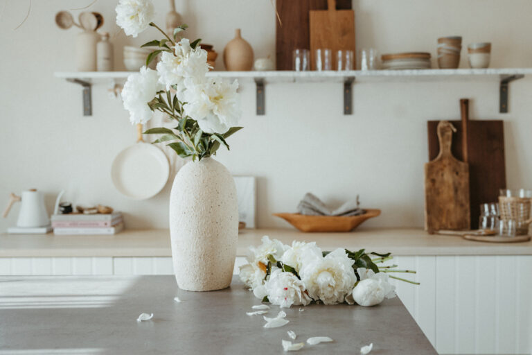 vase of peonies