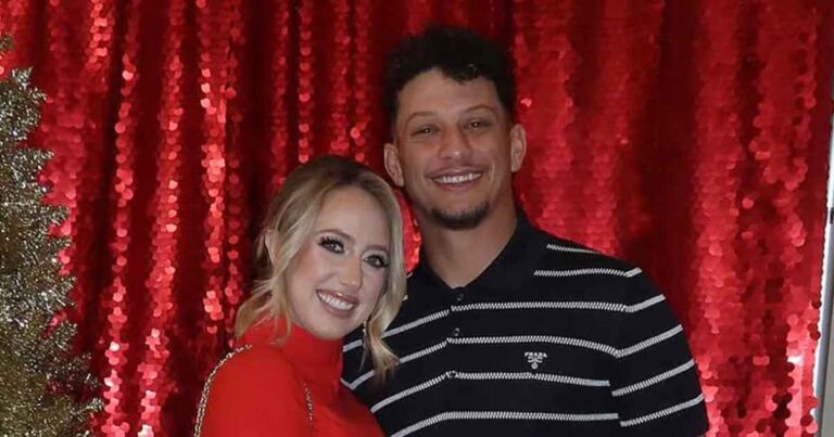 Patrick Mahomes and Pregnant Wife Brittany Cuddle Up at Chiefs Christmas Party 01 2024